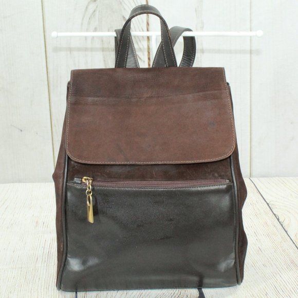 Unbranded Handbags - Unbranded Brown Suede Leather Flap Backpack